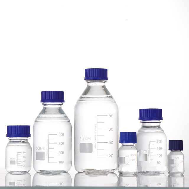 25ml 50ml 100ml Laboratory reagent glass bottle Round GL45 screw lids